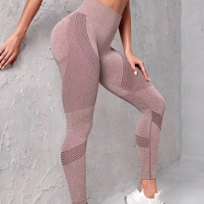 Women Yoga Leggings Seamless Fitness Pants High Waist Stretchable Tights Bubble Butt Push Up Legging Quick Drying Gym Wear Pants