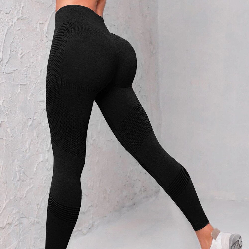 Women Yoga Leggings Seamless Fitness Pants High Waist Stretchable Tights Bubble Butt Push Up Legging Quick Drying Gym Wear Pants