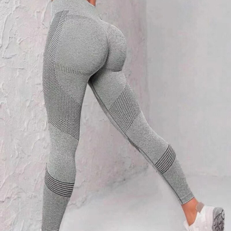 Women Yoga Leggings Seamless Fitness Pants High Waist Stretchable Tights Bubble Butt Push Up Legging Quick Drying Gym Wear Pants