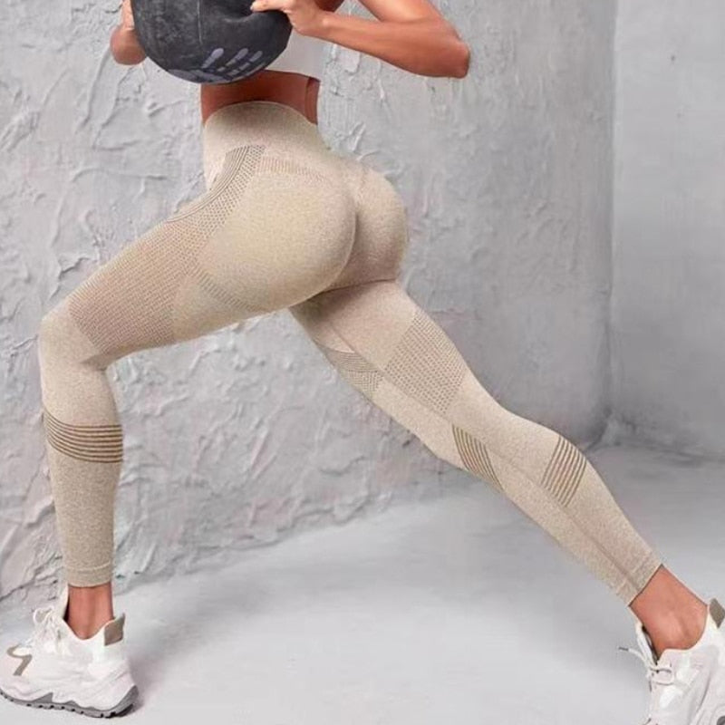 Women Yoga Leggings Seamless Fitness Pants High Waist Stretchable Tights Bubble Butt Push Up Legging Quick Drying Gym Wear Pants